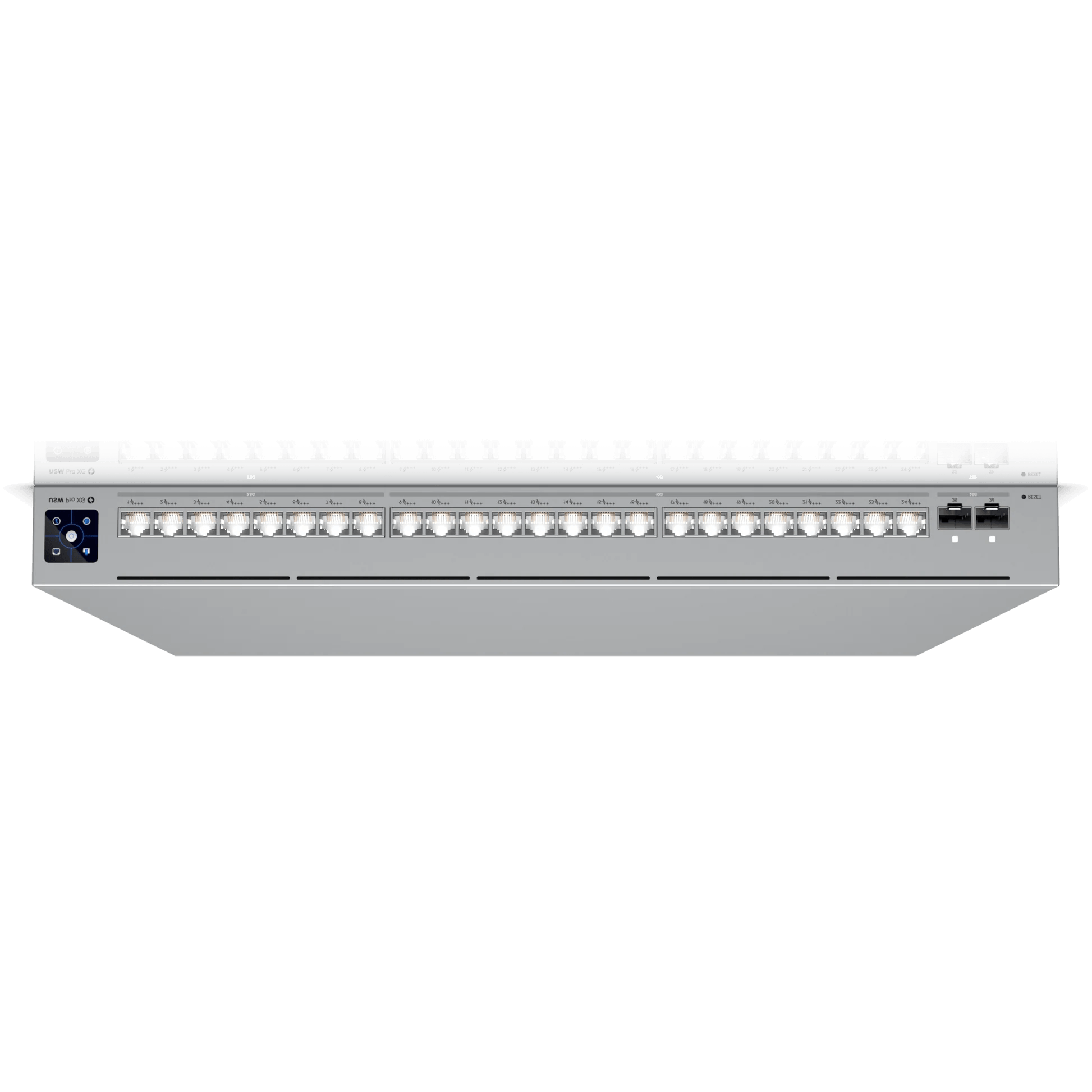 Flipped vertical view of Ubiquiti UniFi Pro XG Switch.