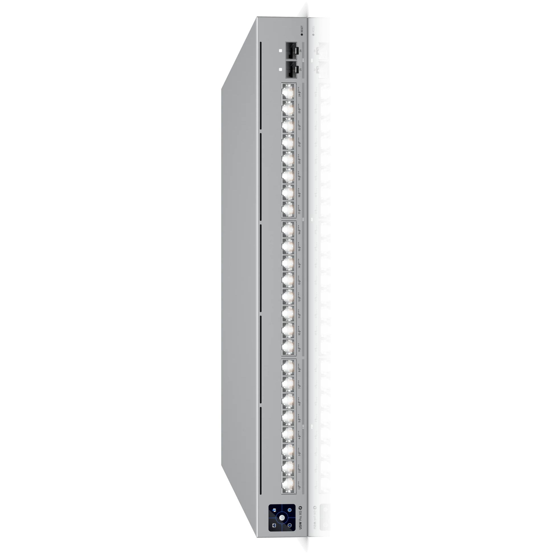 Side view of Ubiquiti UniFi Pro XG Switch showcasing its ports.