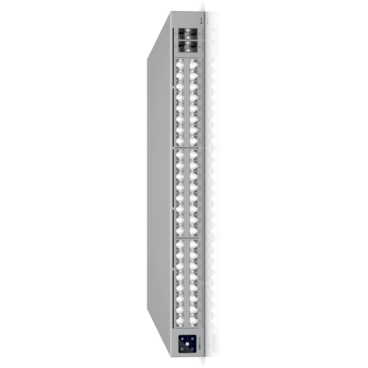 Top view of the Ubiquiti UniFi Pro XG Switch 32 Port 10Gbps, displaying the full array of ports and ventilation.
