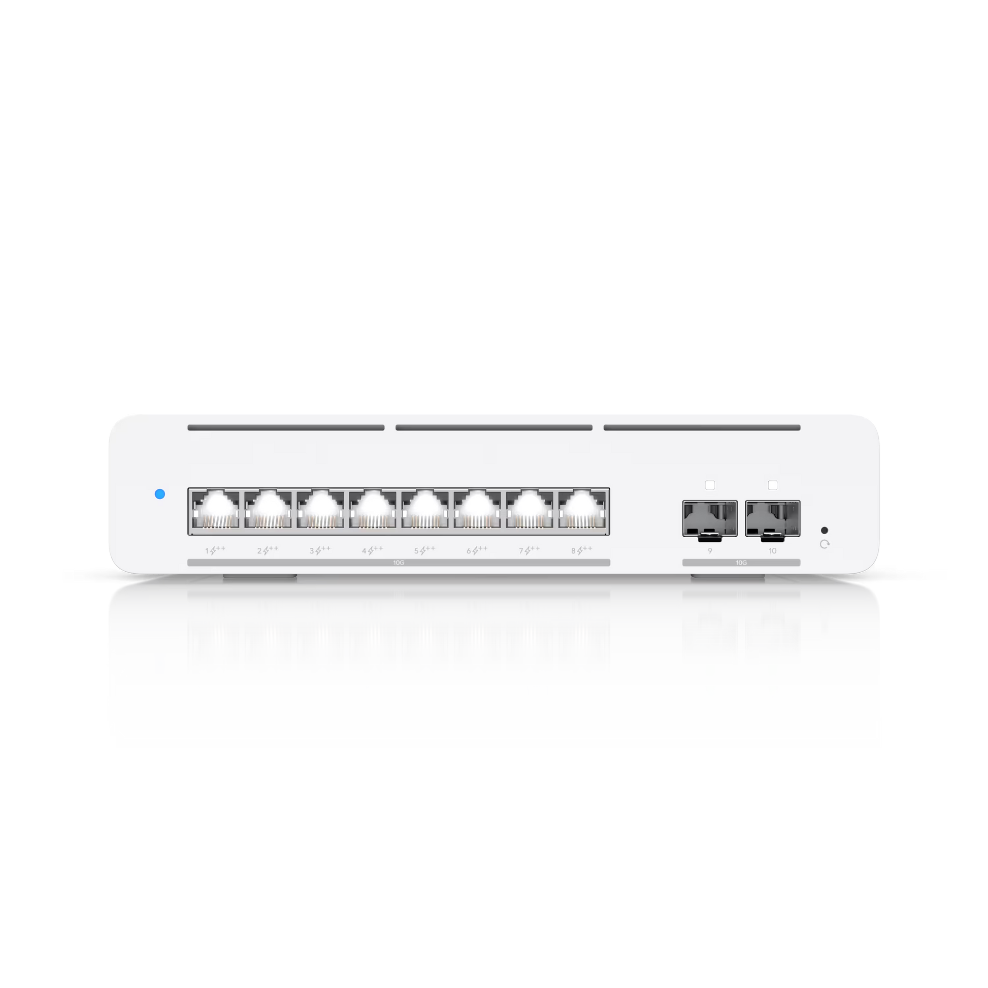 Back view of the Ubiquiti UniFi Pro XG Switch displaying the power input and additional ports.