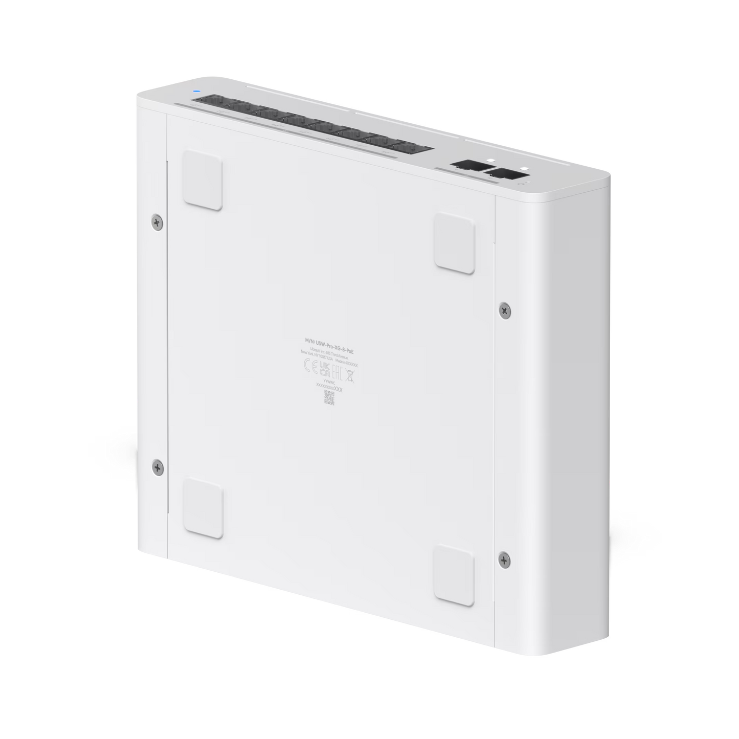 Ubiquiti UniFi Pro XG Switch in an office environment with connected devices.