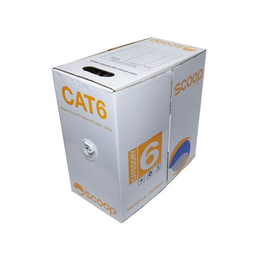 Scoop Cat6 305M CCA White UTP Cable displayed in a clear view