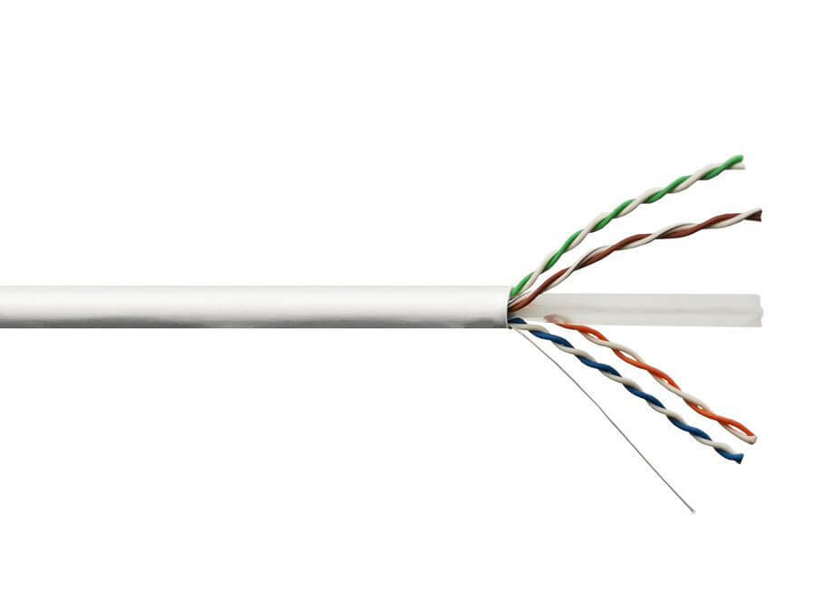 Scoop Cat6 305M CCA White UTP Cable displayed in a clear view.