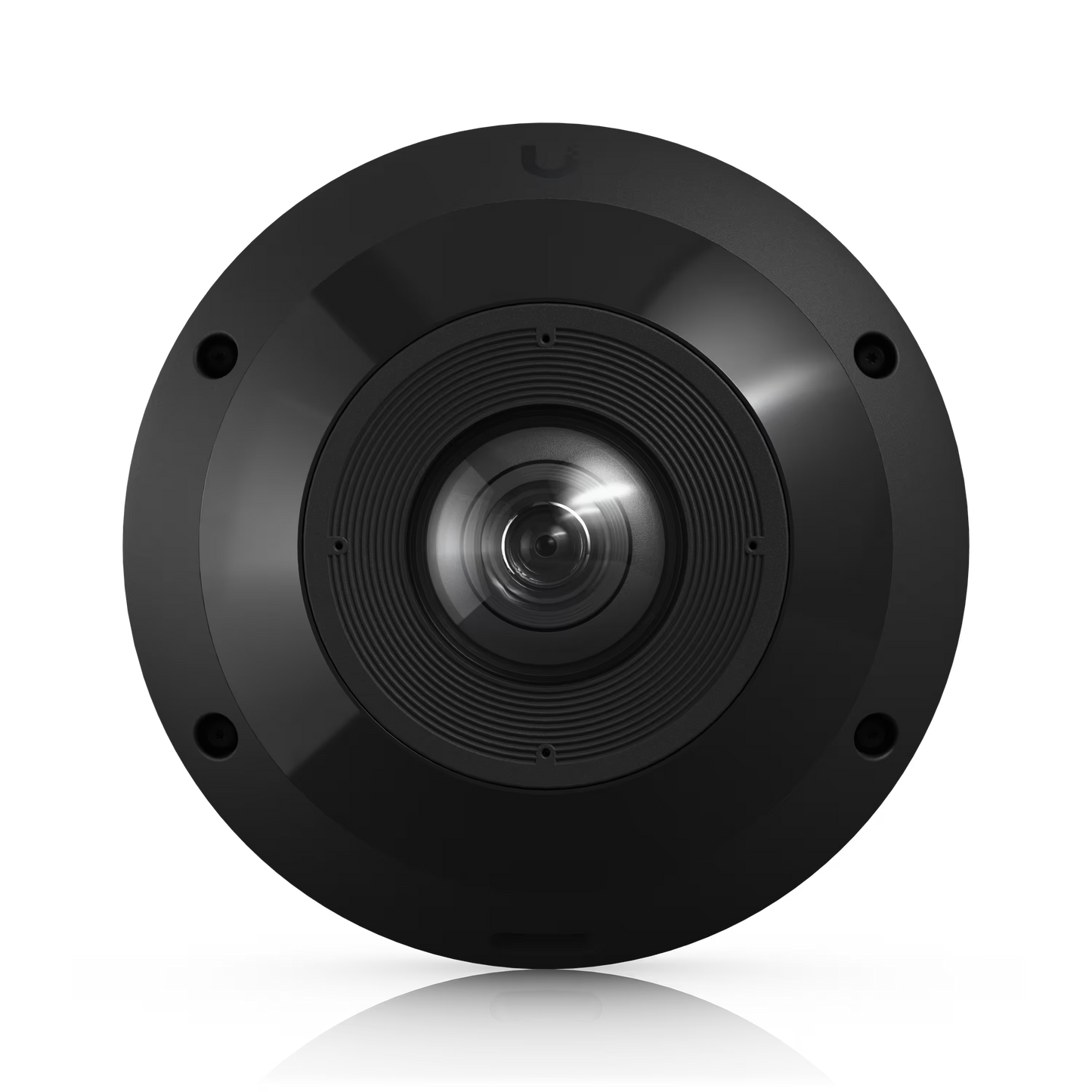 Front view of the Ubiquiti UniFi Protect G6 Pro 360 Black IP Camera showing its sleek design and lens.