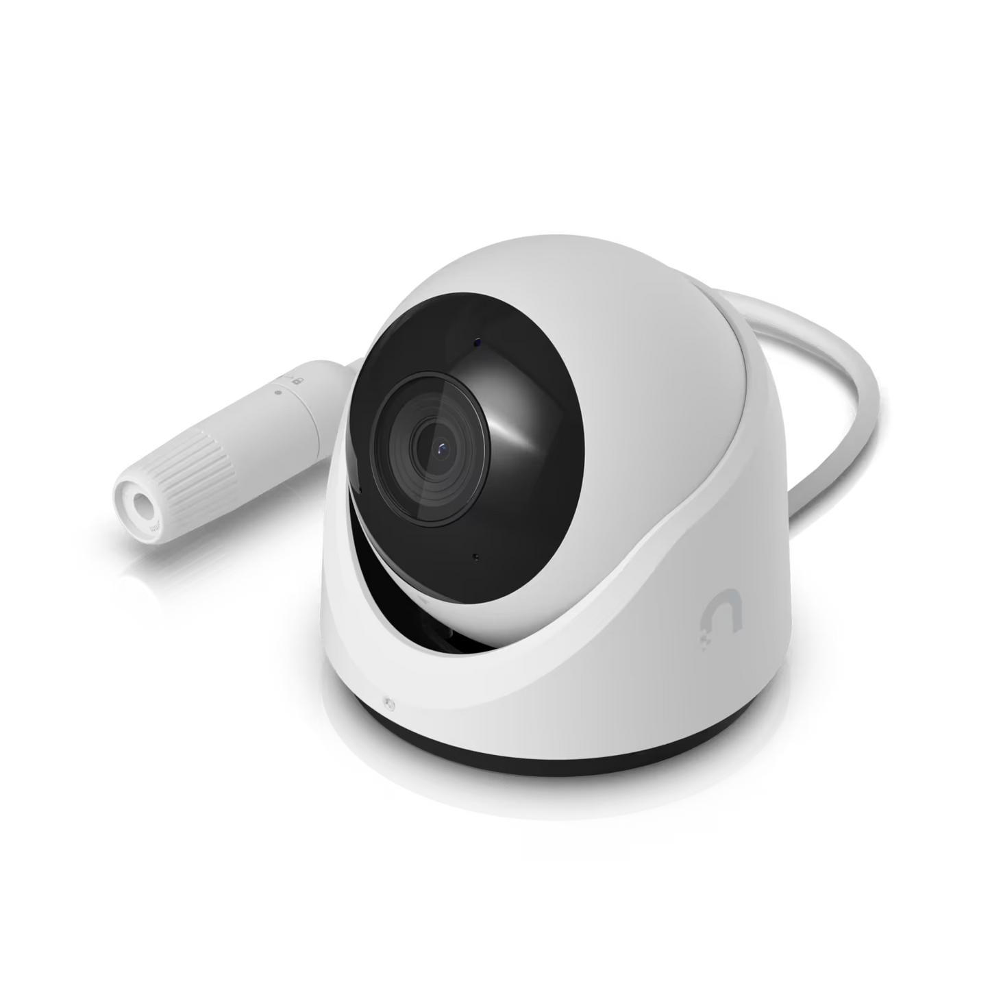 Side view of the Ubiquiti UniFi Protect G6 Turret White 8MP IP Camera highlighting its compact design.
