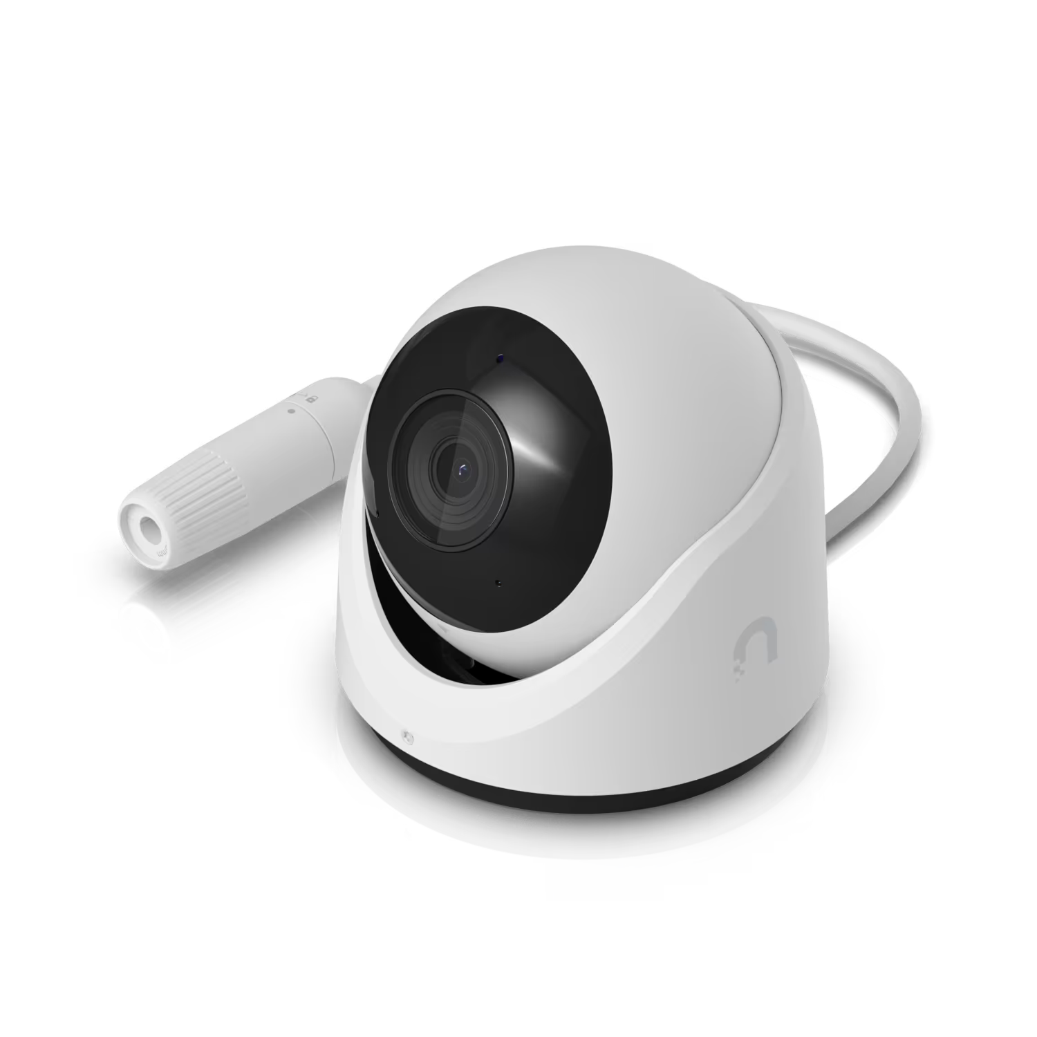 Side view of the Ubiquiti UniFi Protect G6 Turret White 8MP IP Camera highlighting its compact design.