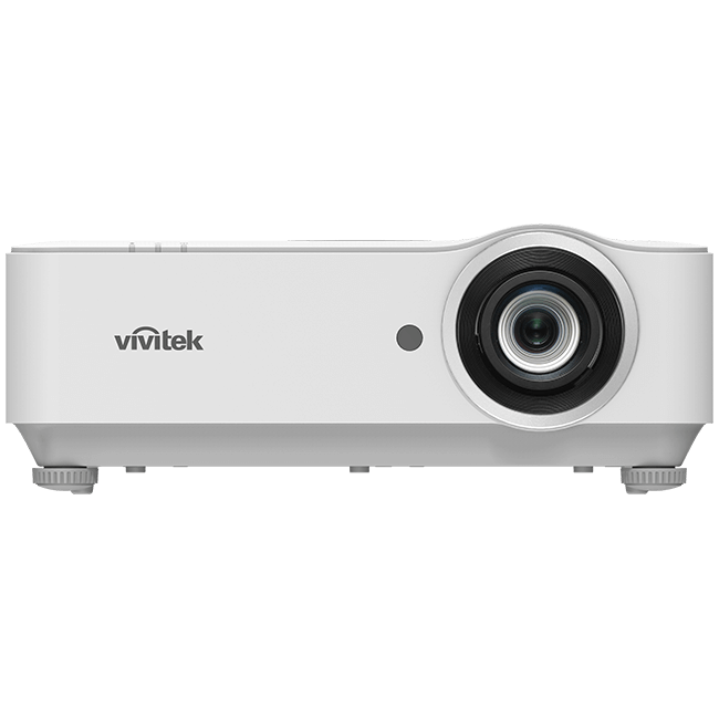 Vivitek DU3661Z WUXGA Laser DLP Projector showcasing its design and features, including high brightness of 5000 lumens and a contrast ratio of 20,000:1.