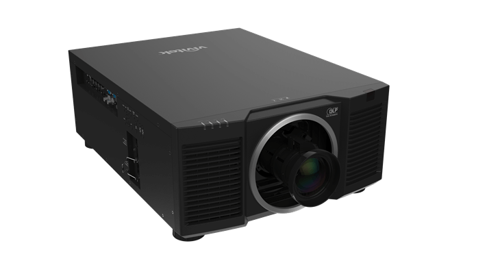 Vivitek DU9800Z BK high brightness projector displaying vibrant colors with a brightness of 18,000 lumens and a contrast ratio of 10,000:1.