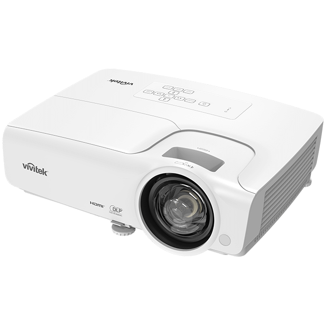 Vivitek DW284 ST WXGA Short Throw DLP Projector featuring 3600 Lumens brightness and 20,000:1 contrast ratio.
