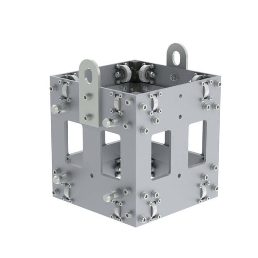 ALUSTAGE QUAD 290 sleeve block, a component of a professional stage system, showcasing its design and features.