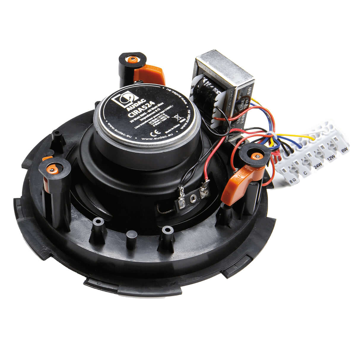 AUDAC CIRA524/W QuickFit 2-Way 5 1/4 inch Ceiling Speaker with TwistFix Grill in white color.