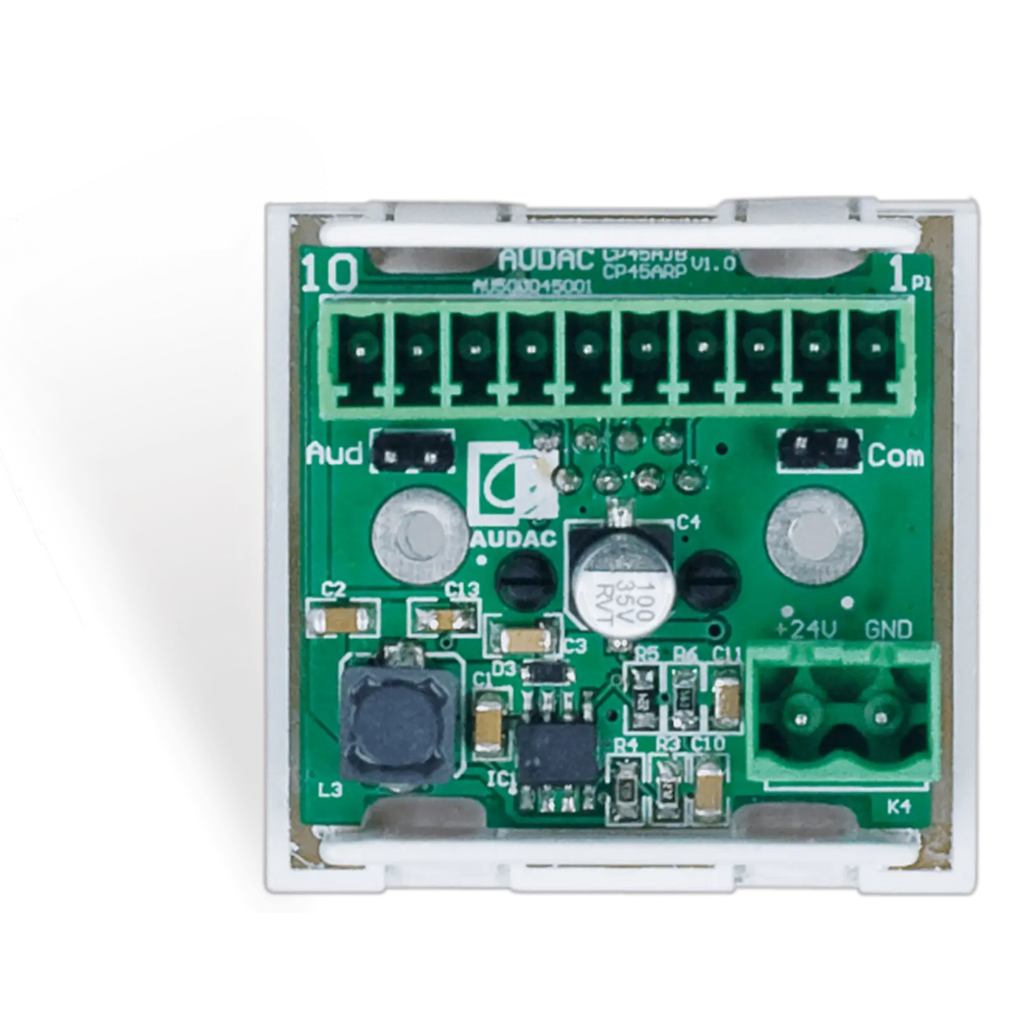 AUDAC CP43ARJ Connection Plate in BTICINO White, designed for RJ45 connections.