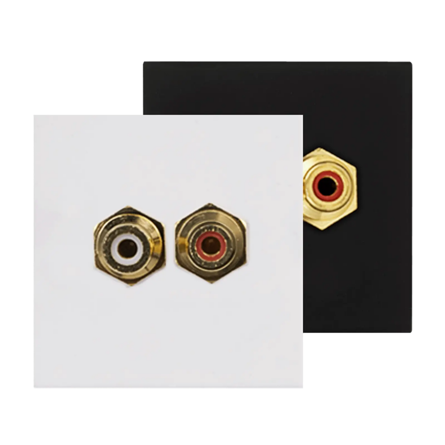 AUDAC Connection Plate RCA in white, designed for 45 x 45 mm installation.