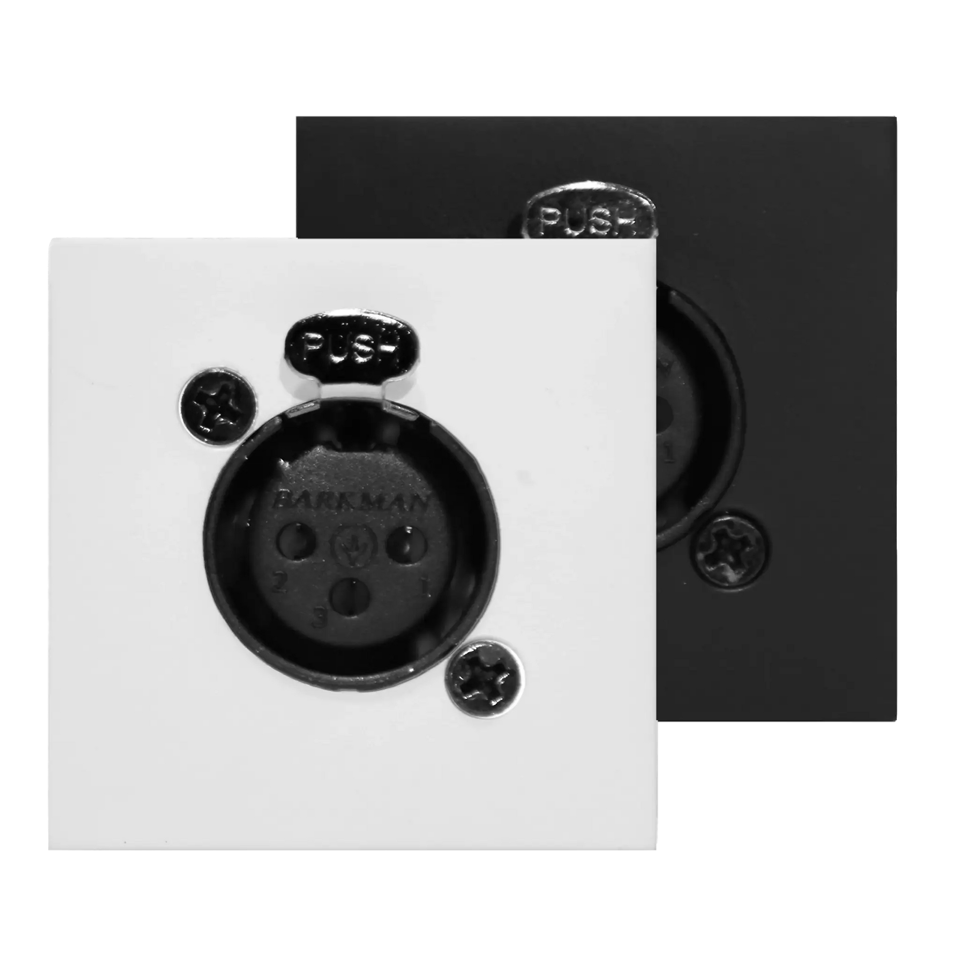 AUDAC Connection Plate XLR Female 45 x 45 mm in white color, designed for solderless connections.