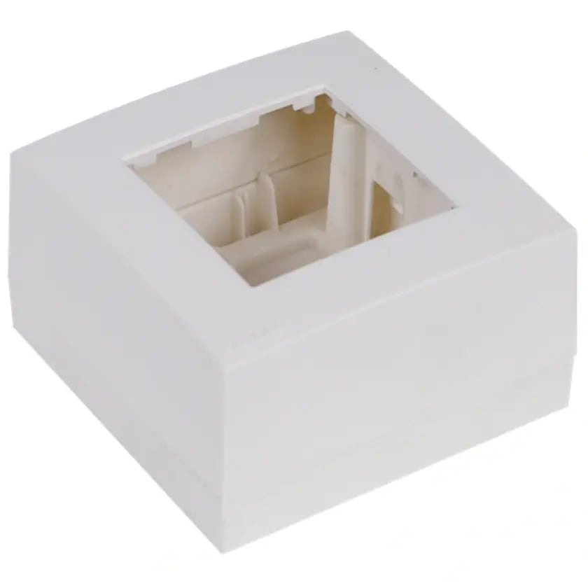 Audac surface mount box in white, single unit, dimensions 45 x 45 mm.