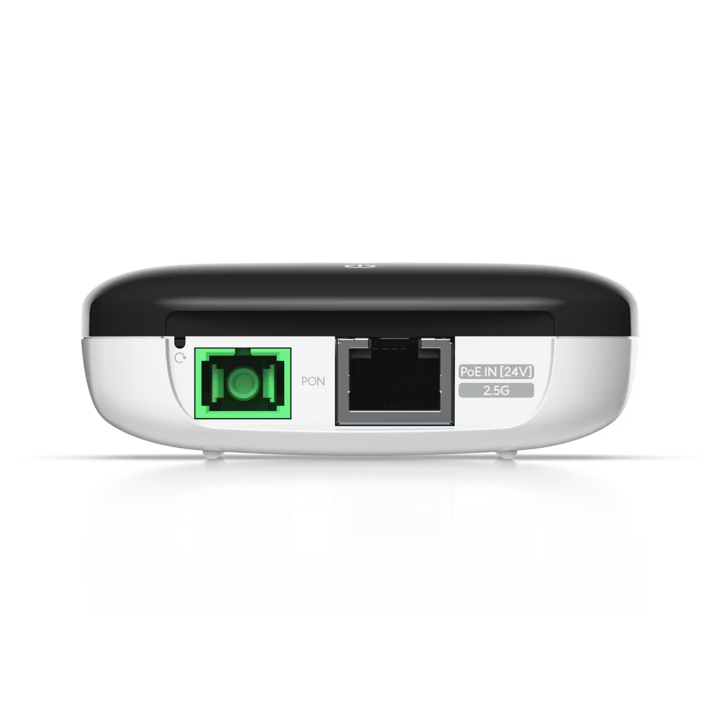 Ubiquiti UISP WaveFiber SC/APC 2.5Gbps Ethernet ONU front view with clear visibility of ports and design.