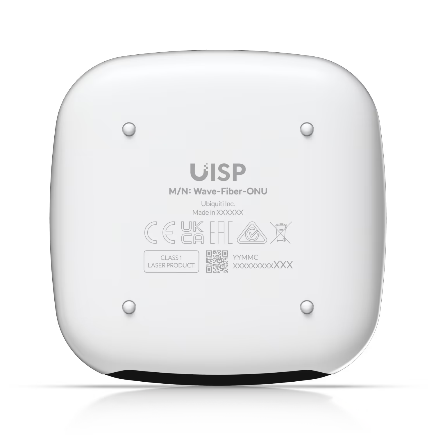 Ubiquiti UISP WaveFiber SC/APC 2.5Gbps Ethernet ONU with power adapter and accessories displayed.