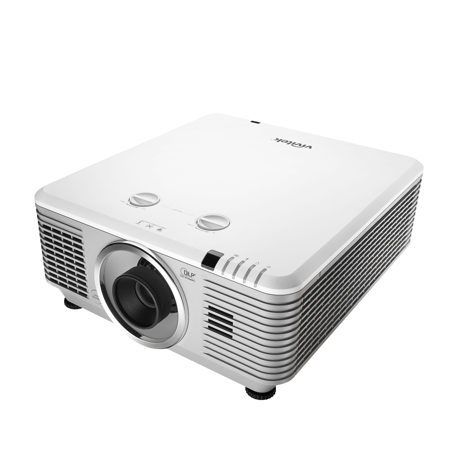 Vivitek DU7098Z WUXGA Laser DLP Projector with 7000 lumens brightness and 15,000:1 contrast ratio, featuring five optional lenses and a 5-year warranty.