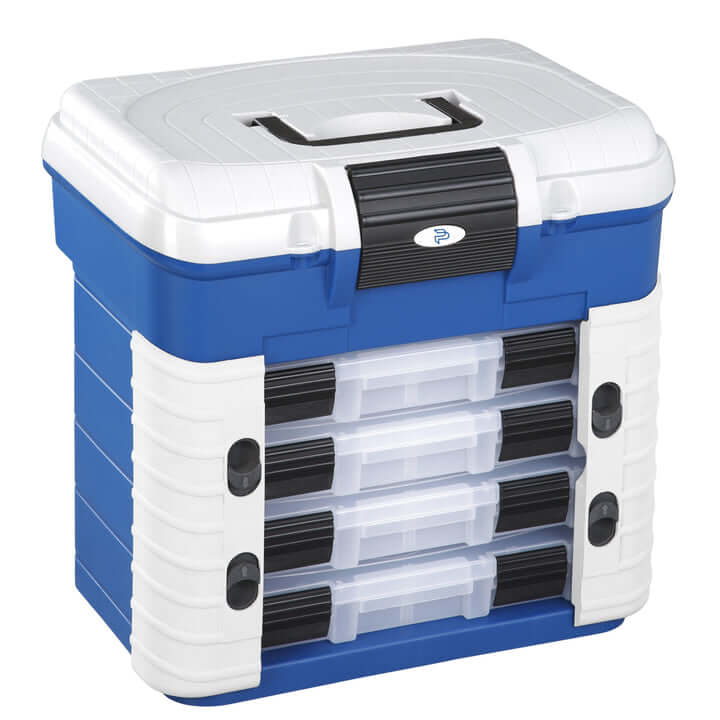 SP PAN 501 Blue/White Polypropylene Superbox with Spinnerbait Box and 4 Movable Divider Boxes