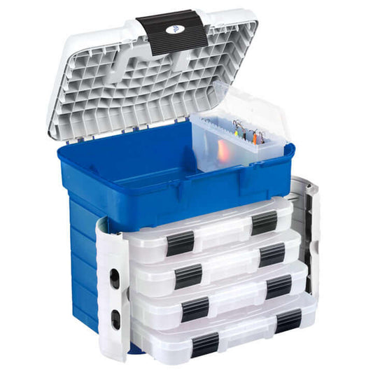 SP PAN 501 Blue/White Polypropylene Superbox with Spinnerbait Box and 4 Movable Divider Boxes