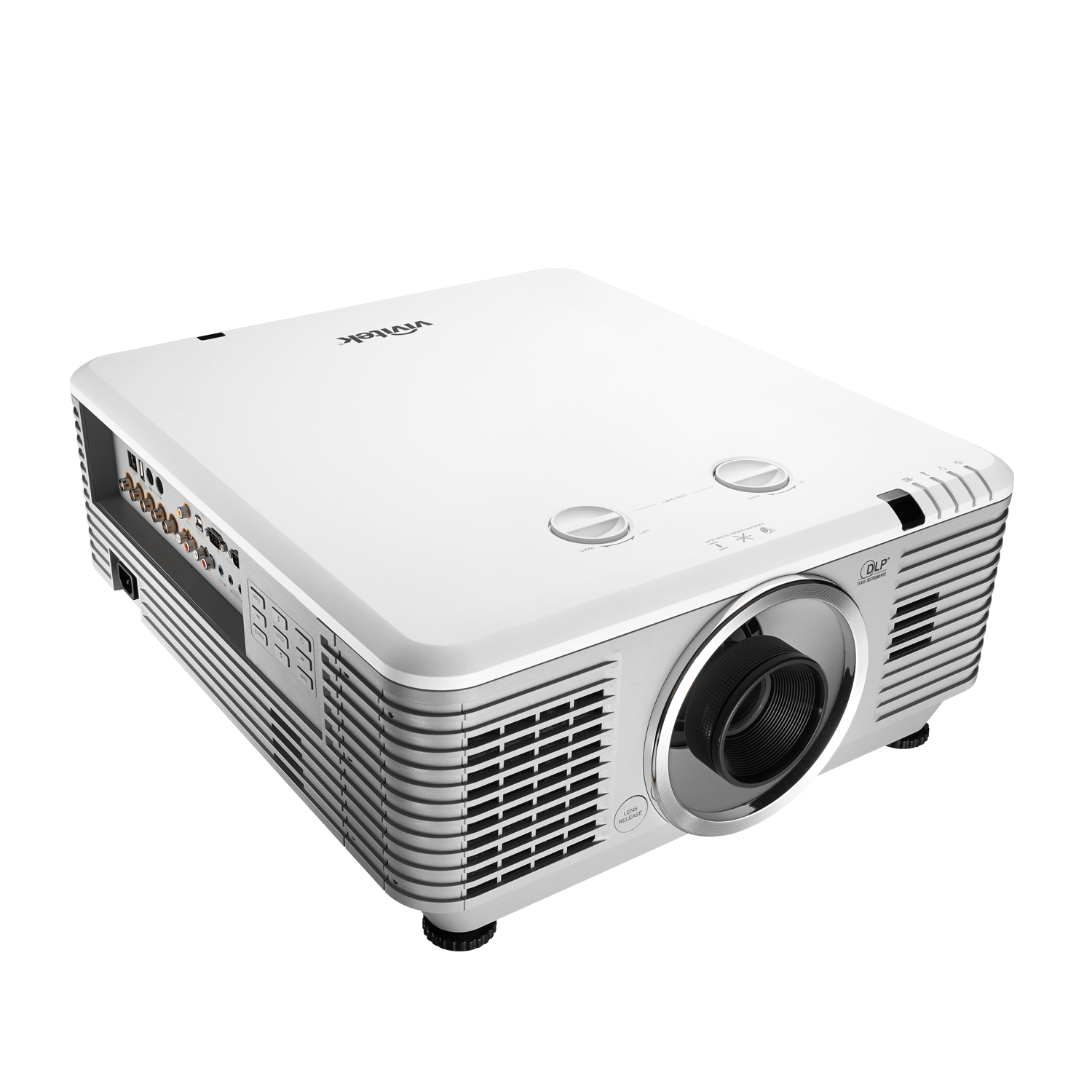 Vivitek DU7295Z WUXGA Laser DLP Projector with 9000 Lumens and 20,000:1 Contrast ratio, featuring 5 optional lenses and a 5-year warranty.