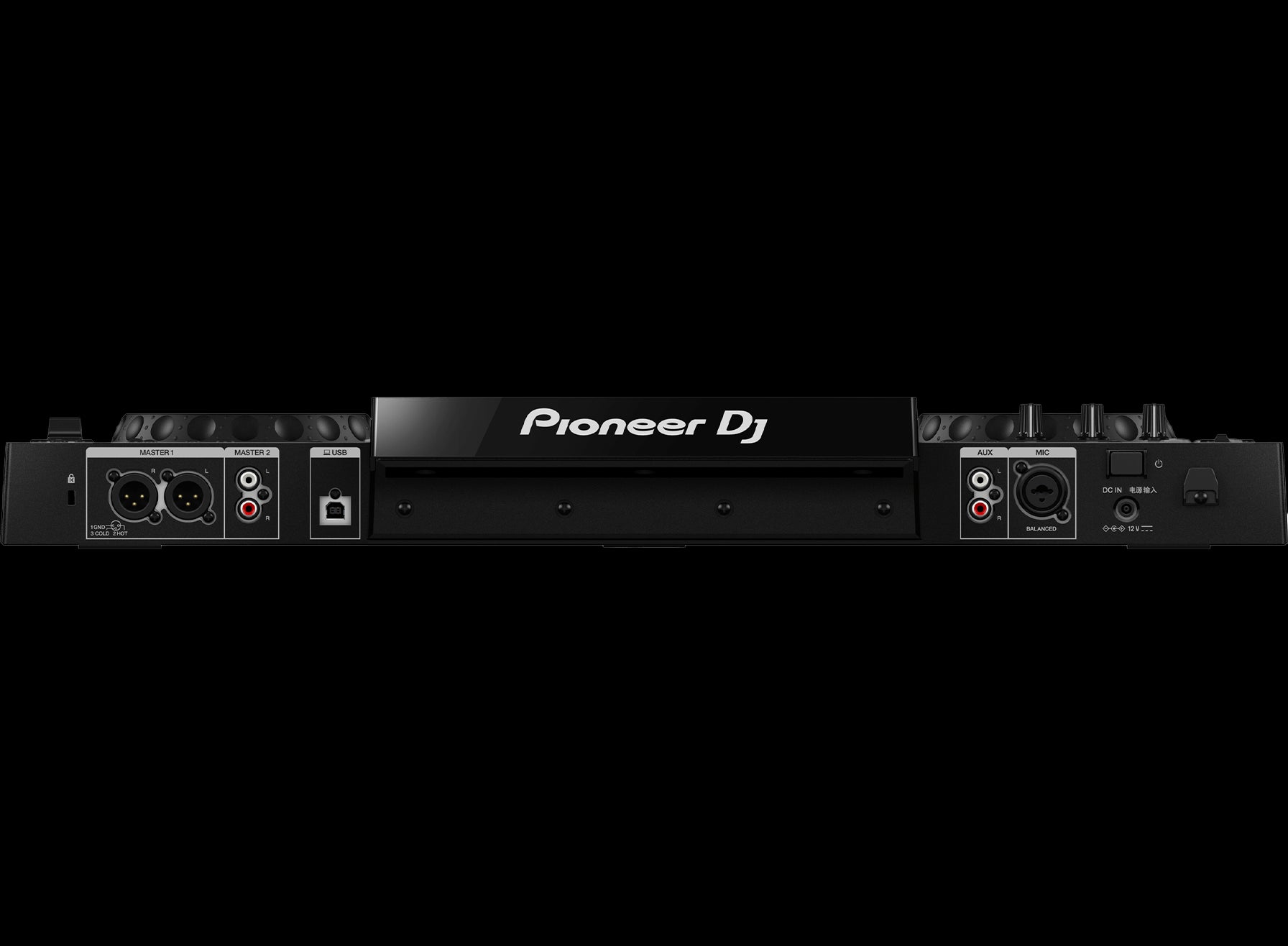 Rear view of the Pioneer XDJ-RR Portable 2-Channel All-In-One DJ System designed for Rekordbox.