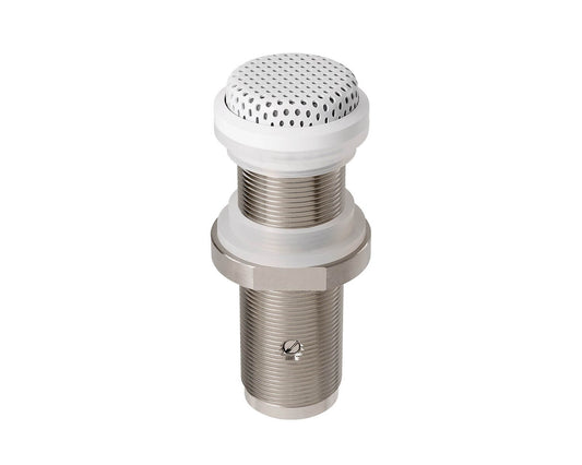 Audio-Technica ES945WO/XLR omnidirectional condenser boundary microphone in white with XLR connector.