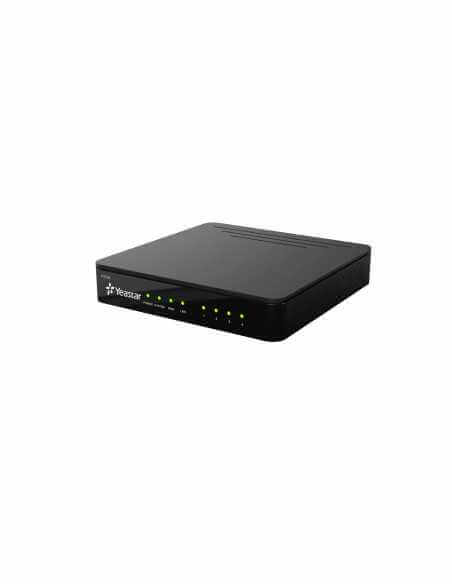 Yeastar P-Series PBX device designed for 20 users and 10 concurrent calls, featuring 4 analog ports.