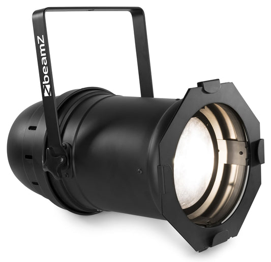 Angled view of the beamZ COB100W PAR Light with 100W COB LED and adjustable beam angles.