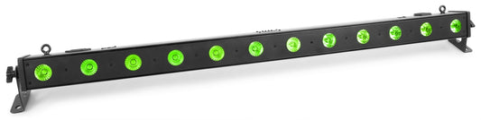 Top view of the beamZ LCB140 LED Bar with 12x 6W 4-in-1 LEDs and RGBW color mixing in Green.