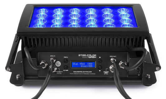 Top view of the beamZ Pro StarColor360 Wash Light with 24x 15W RGBWA LEDs for Outdoor Use in Blue.